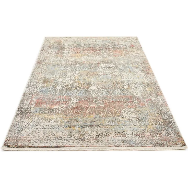 OCI DIE TEPPICHMARKE Teppich BESTSELLER CAVA, rechteckig, Höhe: 8 mm, Glanz Viskose, mit Fransen, Hoch Tief Struktur, Vintage, Wohnzimmer
