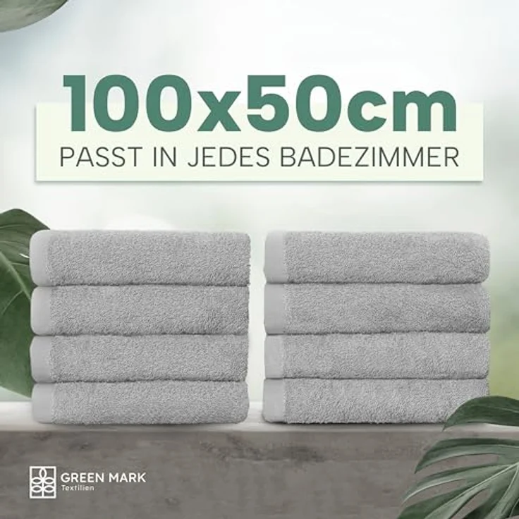 NatureMark 8er Spar-Pack Frottier Handtücher, Handtuch-Set, 50x100 cm, Silber grau, 100% Baumwolle – Bild 4