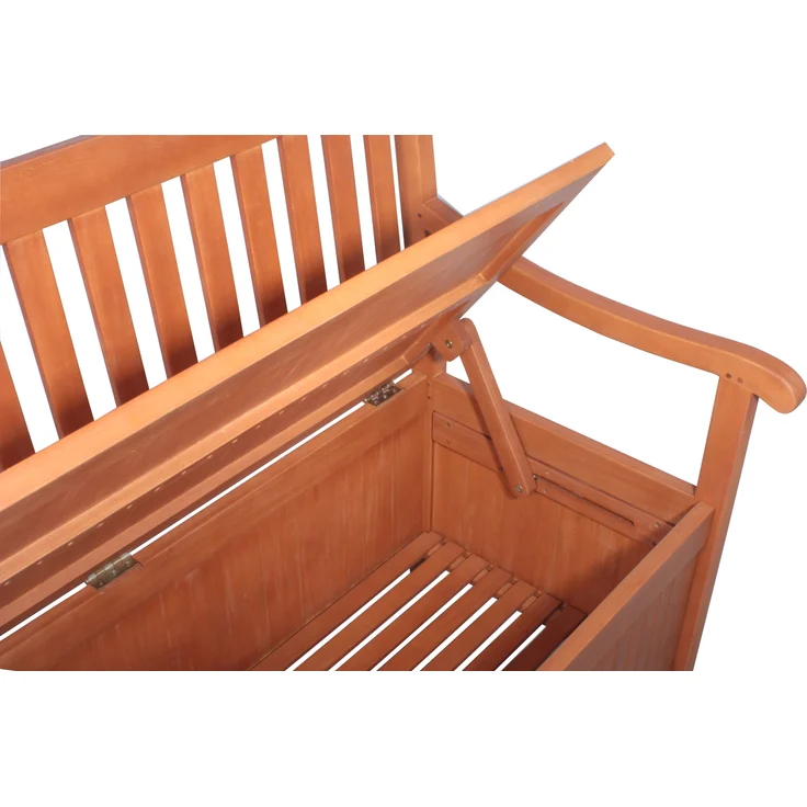 Gartenbank RENNES 2-Sitzer mit Staufach - 107cm Breit, Eukalyptus, Natur | Terrassenbank Wetterfest Sitzbank Outdoor Bank – Bild 5