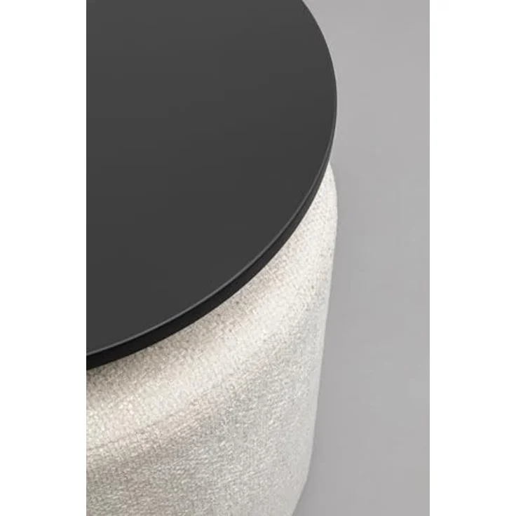 Kare Design Beistelltisch mit Hocker, Better Together (2-teilig), Creme/Schwarz, 46cm Durchmesser, Ablage Wohnzimmertisch, inklusive Hocker, Stahlgestell, Rund – Bild 6