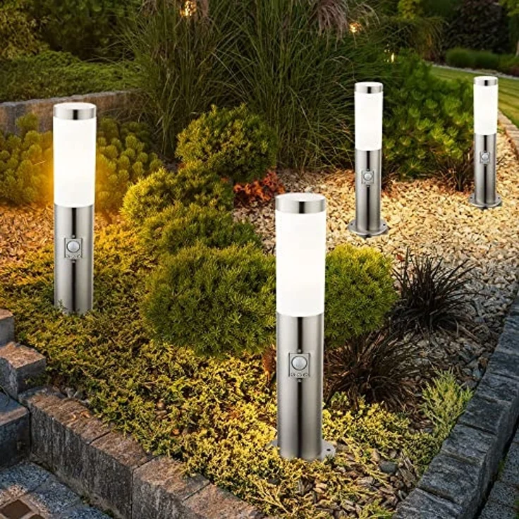 6x LED Wegelampe, Edelstahl, Bewegungsmelder, IP44, H 45cm – Bild 4