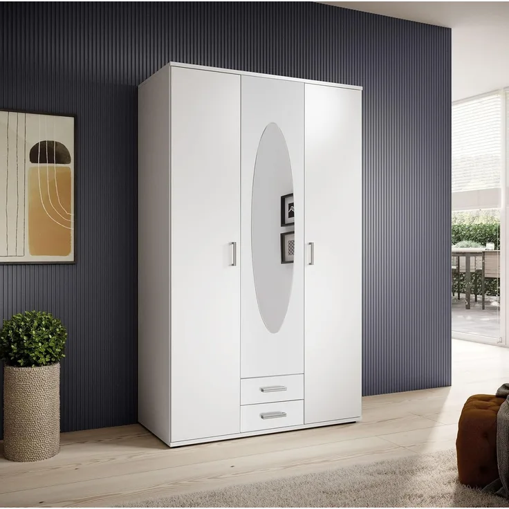 Kleiderschrank >Paul< in Weiß - 120x195x55cm (BxHxT)