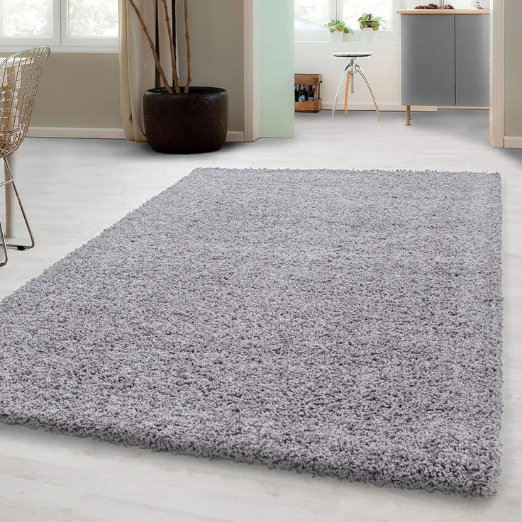 Carpetsale24 Shaggy Hochflor Teppich Wohnzimmer 250x350 (240x340 cm) Hellgrau - Modern Flauschiger Teppich Extra Weich, Pflegeleicht und Einfarbig - Teppich für Schlafzimmer, Esszimmer und Küche – Bild 1