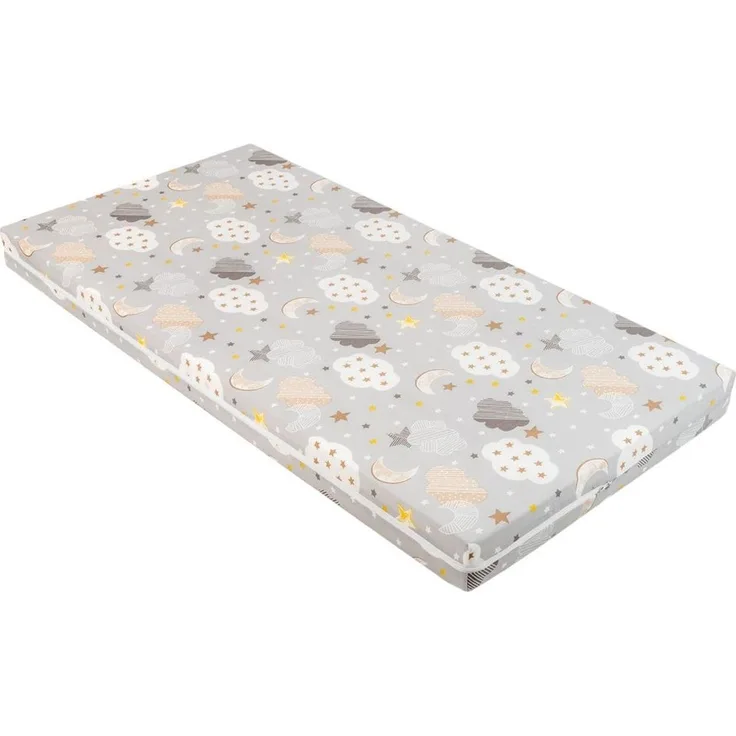 Kikkaboo Babybett Matratze Fantasia Plus 120x60 cm Reißverschluss Baumwollbezug hellgrau
