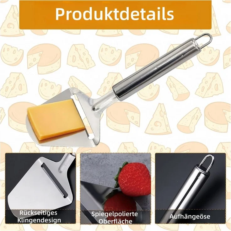 FOUORTUNATE-BEE Käsehobel 2er Set Käseschneider für weichen & harten Käse, (2-St), Käsehobel Set für gleichmäßige Scheiben – Bild 3