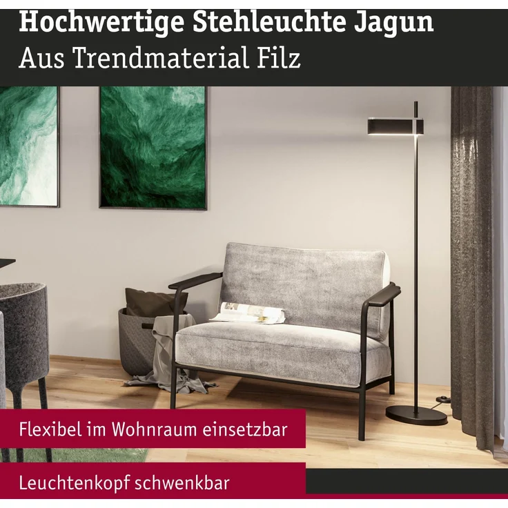 Paulmann 79988 LED Stehleuchte Jagun 3-Step-Dim 2700K 1250lm Filz anthrazit – Bild 2