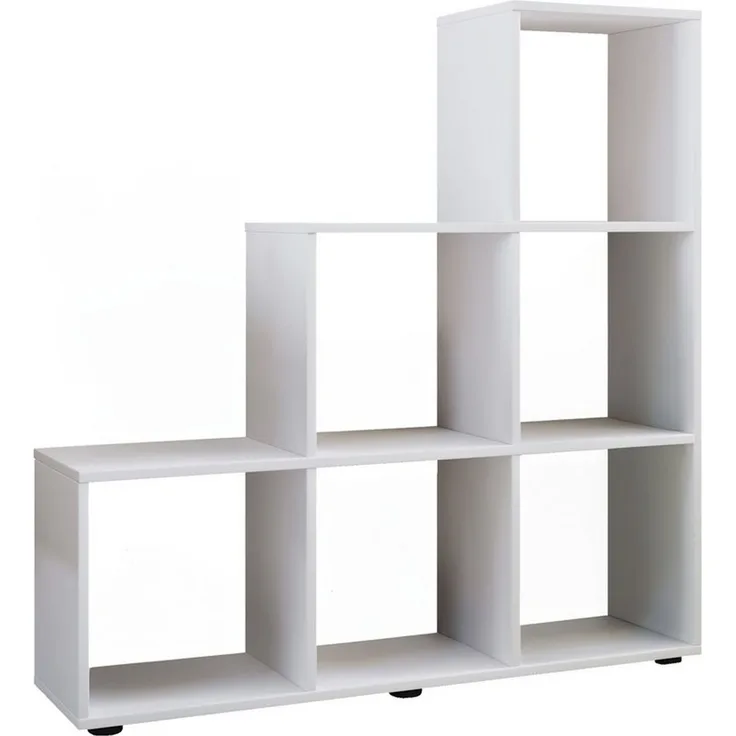 VCM 'Nitas' Treppenregal, weiß, für 6 Stoffboxen