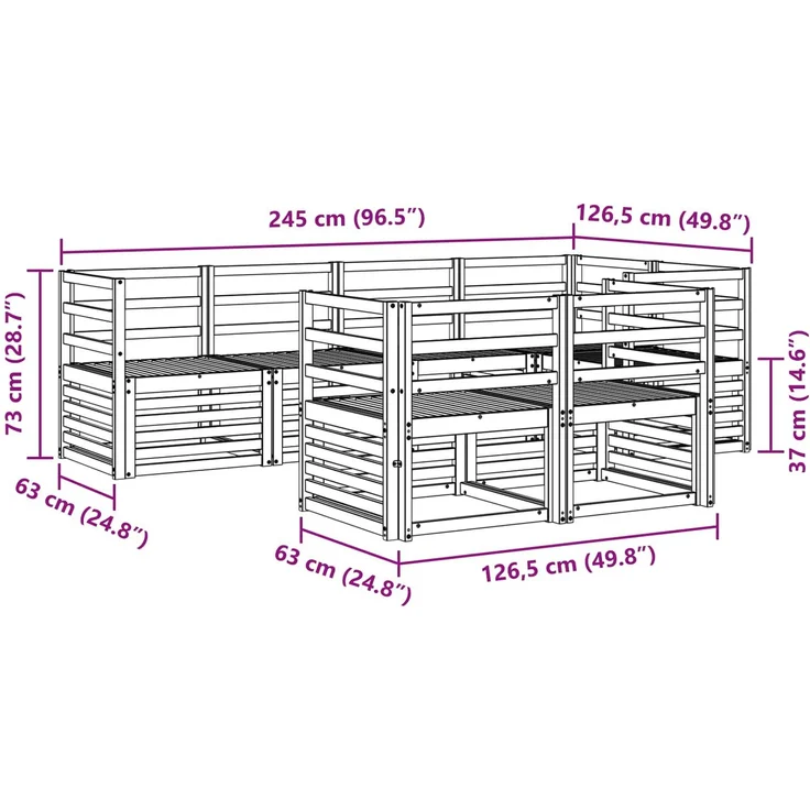 vidaXL Outdoor-Sofagarnitur 7 stk. 7-Sitzer Natur Massivholz Akazie 3374949 – Bild 7