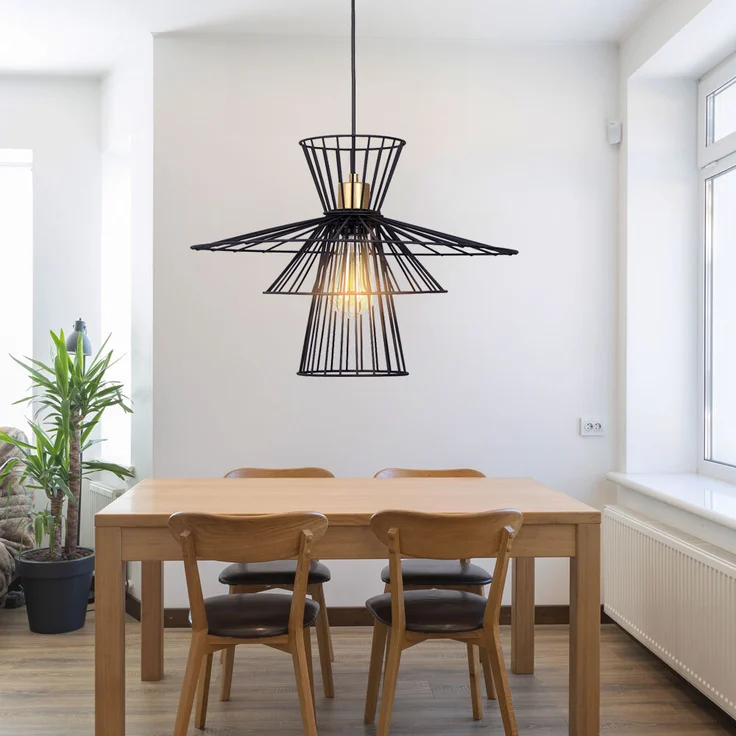 Hängeleuchte, Metalldraht, schwarz, D 45 cm – Bild 2