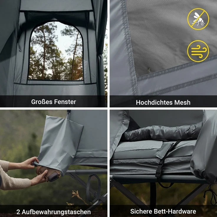 SoBuy Feldbett OGS32 Campingzelt 4in1-Zelt mit Campingliege Schlafsack Luftmatratze – Bild 3