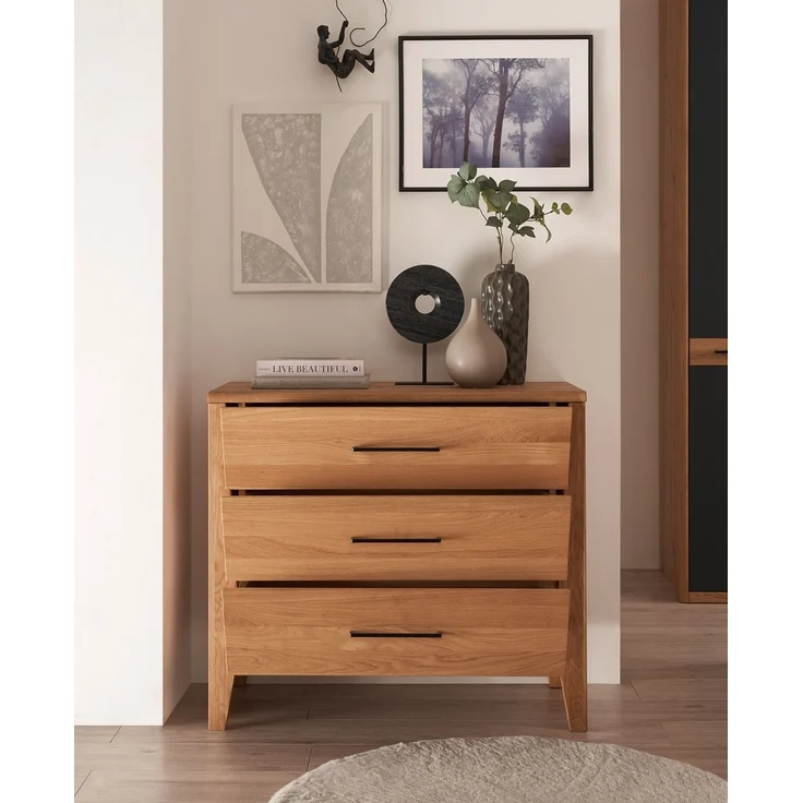 Kommode 90x80cm 'Ancona' Wildeiche teilmassiv geölt – Bild 2