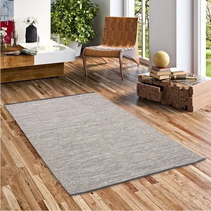 Pergamon Wollteppich Baumwolle Natur Kelim Teppich Easy Meliert, Rechteckig, Höhe: 8 mm