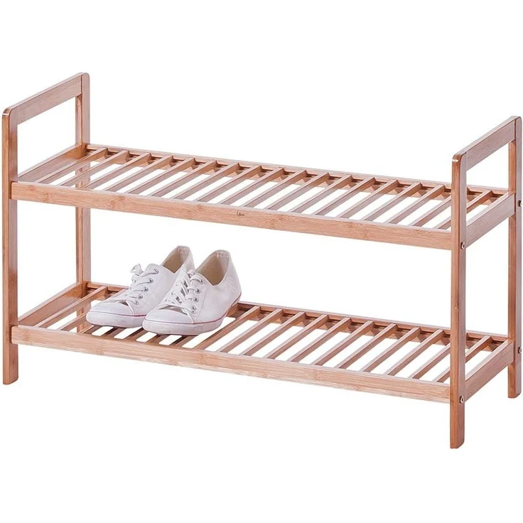 Schuhregal aus Bambus mit 2 Ebenen, 70 x 26 x 40 cm – Bild 4