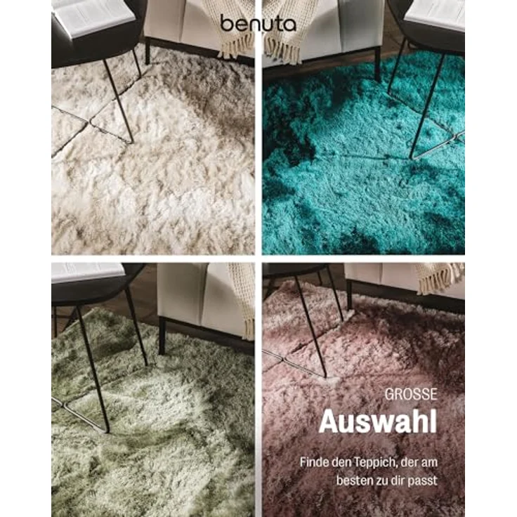 benuta Teppich Whisper, rund, Höhe: 31 mm, Hochflorteppich Wohnzimmer, Schlafzimmer, Esszimmer, Flur, Weich – Bild 8