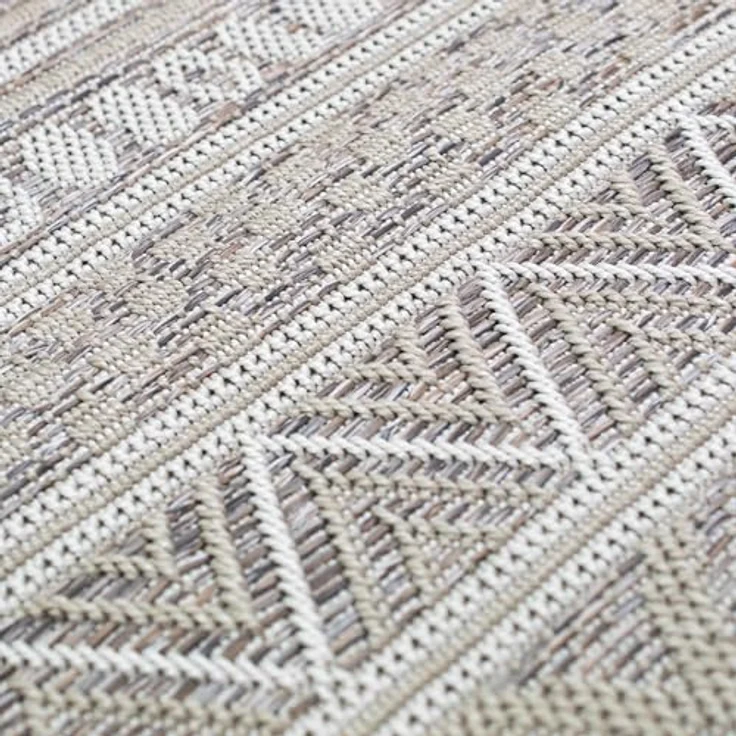 Carpetia Outdoorteppich In- & Outdoor Teppich Sisal Optik Balkon Rautenmuster beige braun, rechteckig – Bild 4