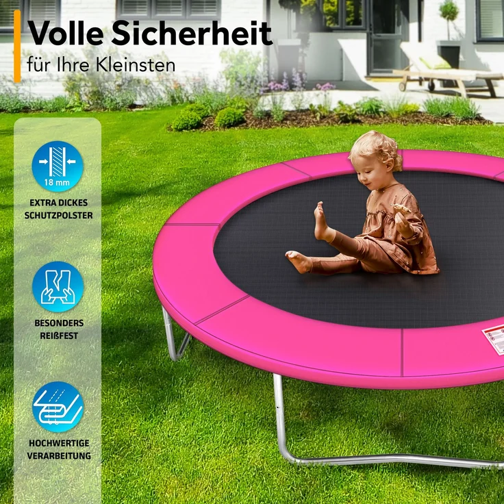 KIDUKU® Trampolin Randabdeckung Pink Ø244 cm Federabdeckung reißfest Randschutz – Bild 3