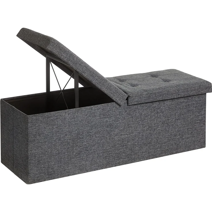 Faltbare Sitzbank Sitztruhe 120 L Halbdeckel Seitlich klappbar Max. Statische Belastbarkeit 300 kg Dunkelgrau 110 x 38 x 38 cm LSF76GYZ – Bild 5
