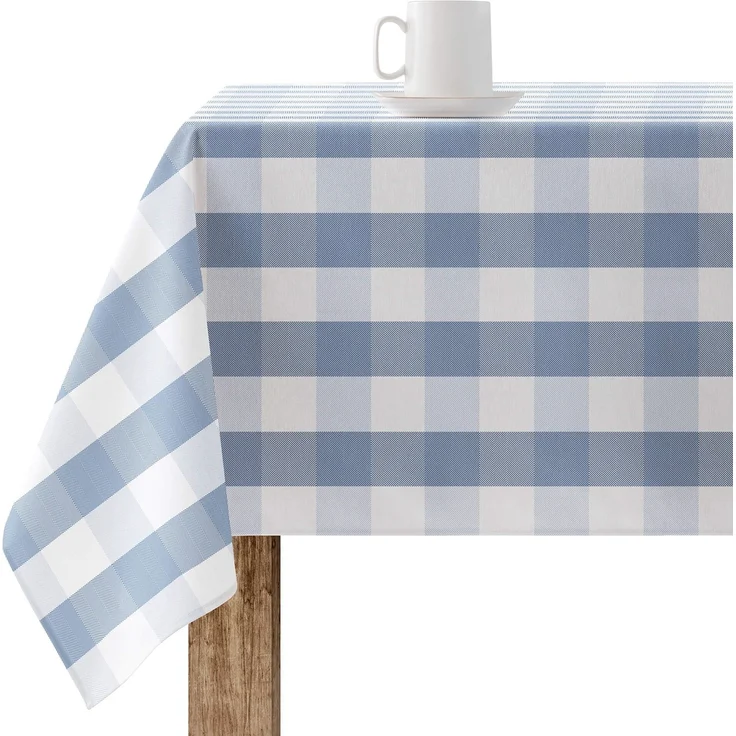 Belum Tischdecke mit Karomuster, fleckabweisend, kariert, 300x140 cm, fleckenabweisende Tischdecke, kein Wachstuch, Blau – Bild 1