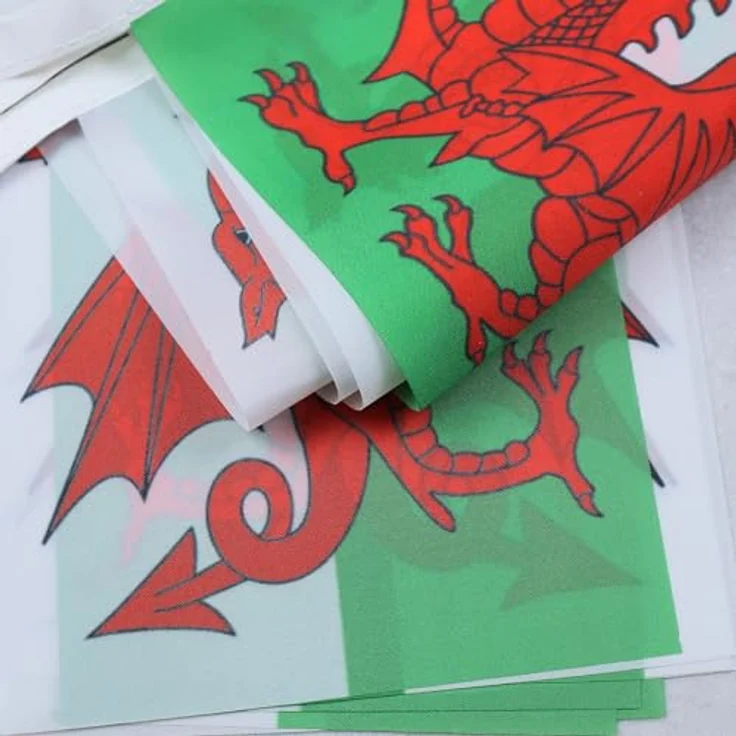AZ FLAG - Fahnenkette Wales 6 Meter Mit 20 Flaggen - 21x14 cm - Walisische Girlande Flaggenkette 14 x 21 Cm – Bild 5