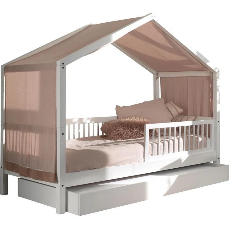 Hausbett >Buche Massiv< in Buche massiv weiß lackiert - 207,5x170x97,5 (BxHxT) – Bild 1