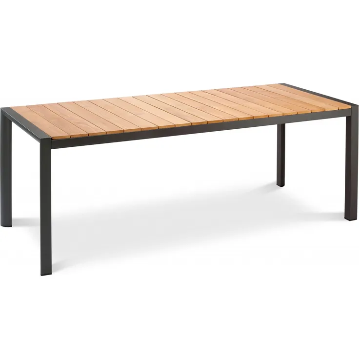 Best Freizeitmöbel Aluminium Tisch Paros 210 x 90 cm anthrazit/Teakholz Loungetisch