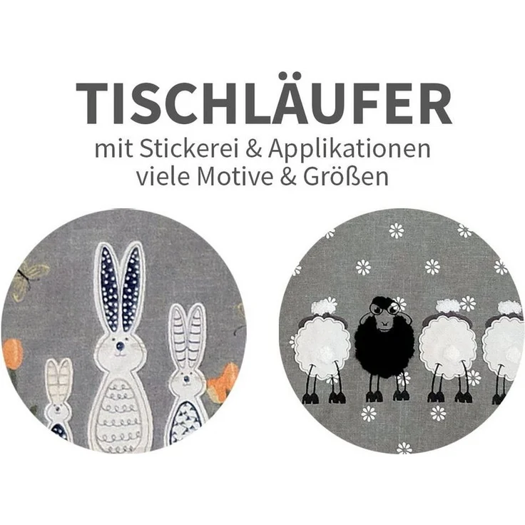 matches21 HOME & HOBBY Tischdecke Tischläufer ANDREA Stick Applikation Osterhasen Polyester 40 x 85 cm (1-tlg), Pflegeleicht & waschbar bei 30 °C – Bild 2