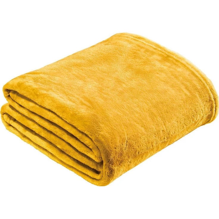 Wohndecke "Amarillo", REDBEST, Fleece Uni, Gelb, 130x180 cm – Bild 1