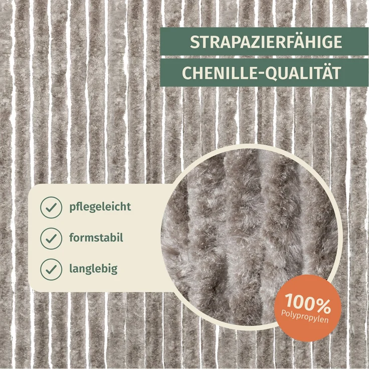 Moritz Flauschvorhang aus Chenille 90 x 200 cm turtle Türvorhang als Fliegenschutz Insektenschutz für Camping Wohnwagen – Bild 5