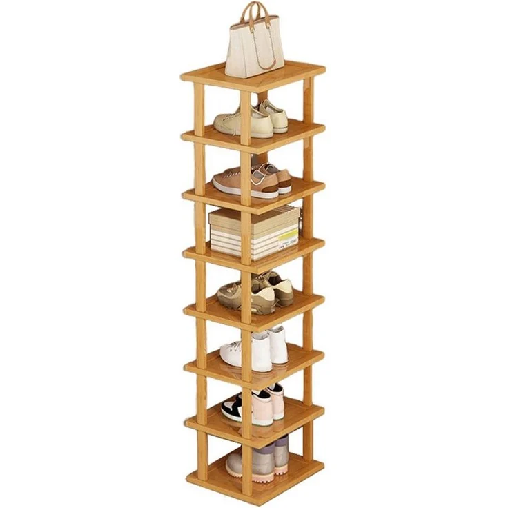 Rutaqian Schuhregal Vertikales Schuhregal,5/7/8 Stöckige Schuhregal aus Holz, Freistehende Schuhhalter Schmal und Hoch für Eingang,Flur – Bild 5