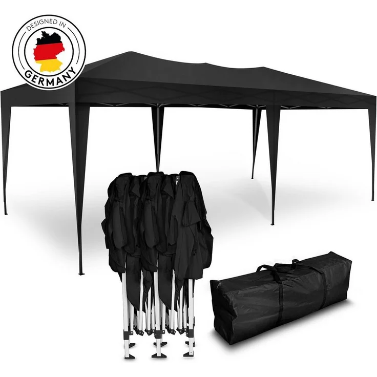 Kronenburg Partyzelt 3x6m, wasserdicht, stabil mit UV-Schutz 50+, grau, ohne Seitenteile