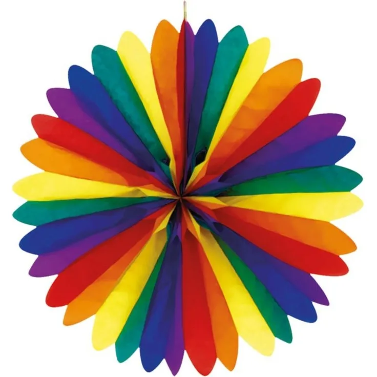 Dekofächer Regenbogen Papier 50 cm