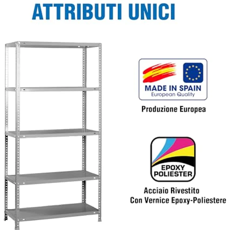 Simonrack Schwerlastregal, Lagerregal, 180 x 80 x 50 Metallregal, Kellerregal, Biegestelle 100 kg, 5 Fachböden, Grau - Comfort – Bild 6