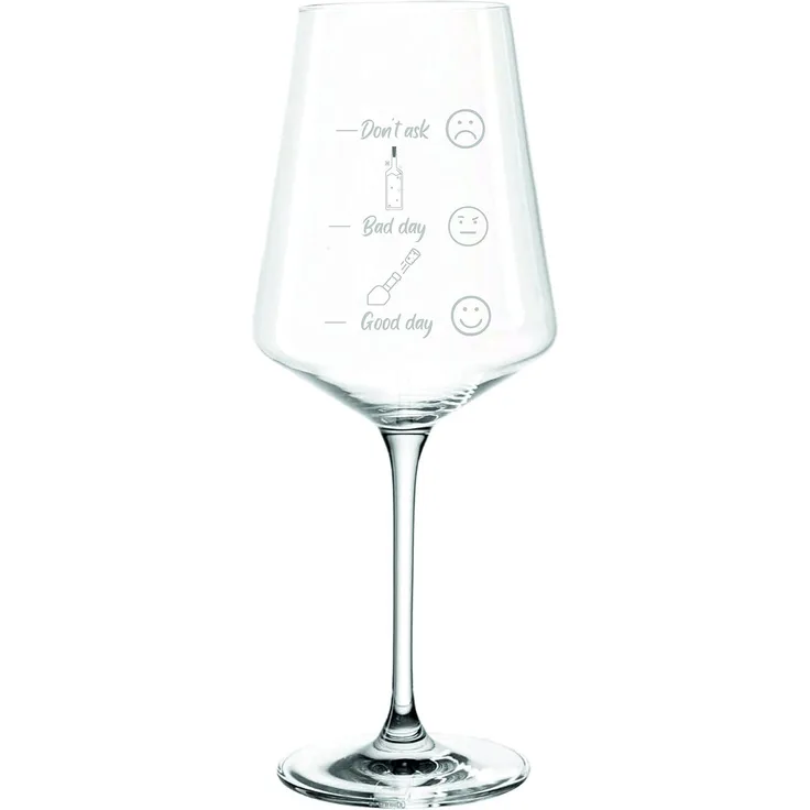 Leonardo Puccini Weinglas 560ml mit Gravur "Guter Tag/schlechter Tag" von EKM Living - für Rot- & Weisswein - Geburtstagsgeschenk für Frauen, Männer, Freundin & Freund (Bad day/Good day)