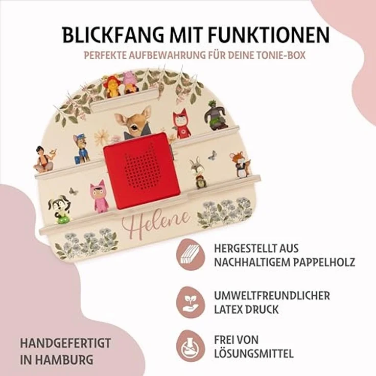 Kidsmood - Tonie Regal für Kinderzimmer, personalisiert mit deinem Namen - magnetisches Wandregal für Tonie Hör-Figuren & Tonie-Box - Rehlein – Bild 5