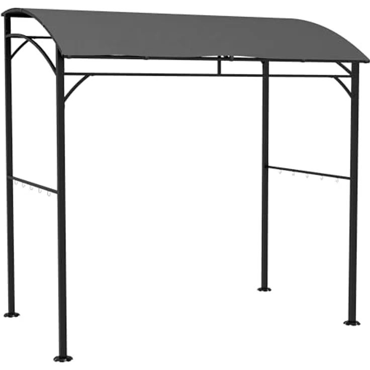 Outsunny Grillpavillon 215 x 150 x 220 cm, wasserabweisend mit gebogenem Dach, stabiler Metallrahmen und 10 Haken, dunkelgrau – Bild 1