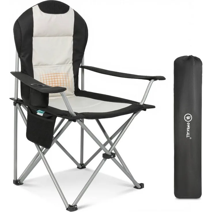 HOMECALL Campingstuhl Hochlehner 108cm mit Lendenwirbelstütze Klappstuhl Angelstuhl Faltbar (Bis 150kg, gepolstert, faltbar, stabil, 1 St), für Camp Garten Balkon