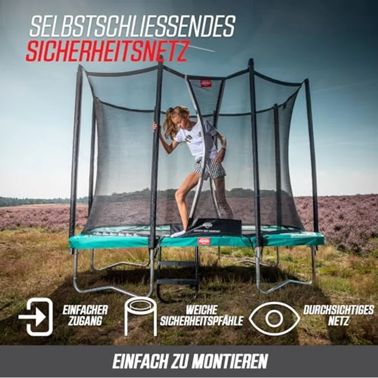 Berg Trampolin Favorit 430 cm, inkl. Sicherheitsnetz Comfort, grün, max. Benutzergewicht 120 kg, wetterbeständig – Bild 7