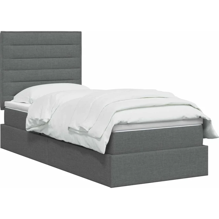 vidaXL Aufbewahrungsbett mit Matratze Dunkelgrau 90 x 200 cm Stoff 3459415 – Bild 3