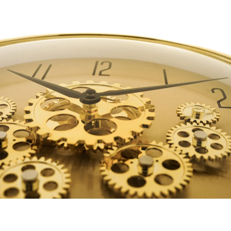 Wanduhr mit Zahnrädern - ø35 x 9 cm, Analog im Industrial-Look Gold – Bild 3