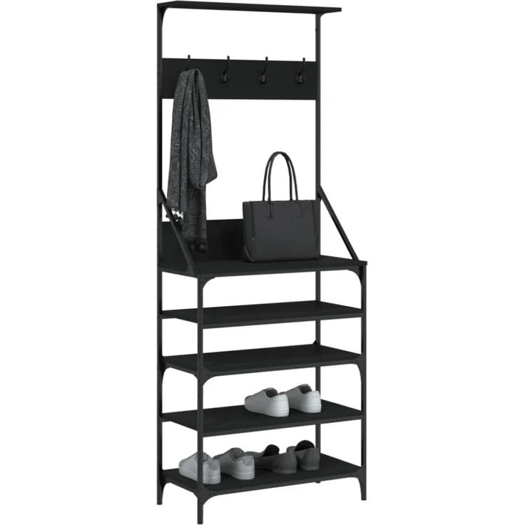 vidaXL Kleiderständer mit Schuhablage Schwarz 70x34x184 cm 837872 – Bild 8