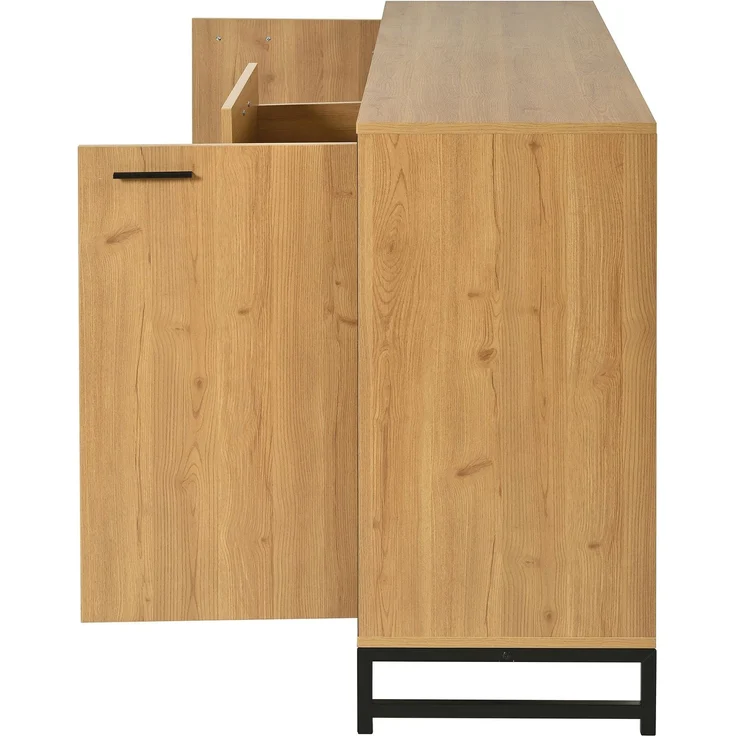Sideboard modern mit LED Lichteffekt, 160 x 40 x 85 cm,Aufbewahrungsschrank mit 16 Farben, verstellbaren Regalen & Eisenfüßen – Bild 7
