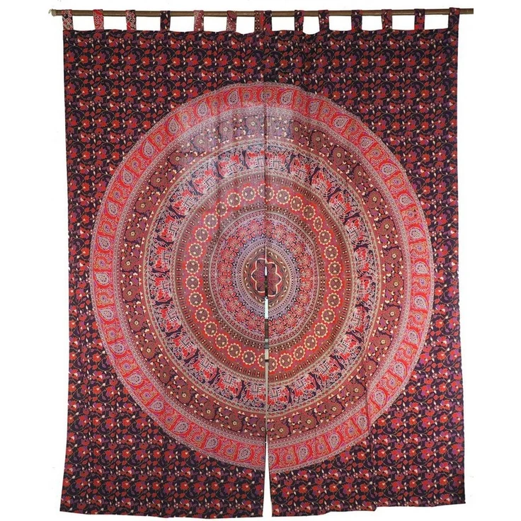 Guru-Shop Vorhang Boho Vorhänge, Gardine (1 Paar) mit Schlaufen,..