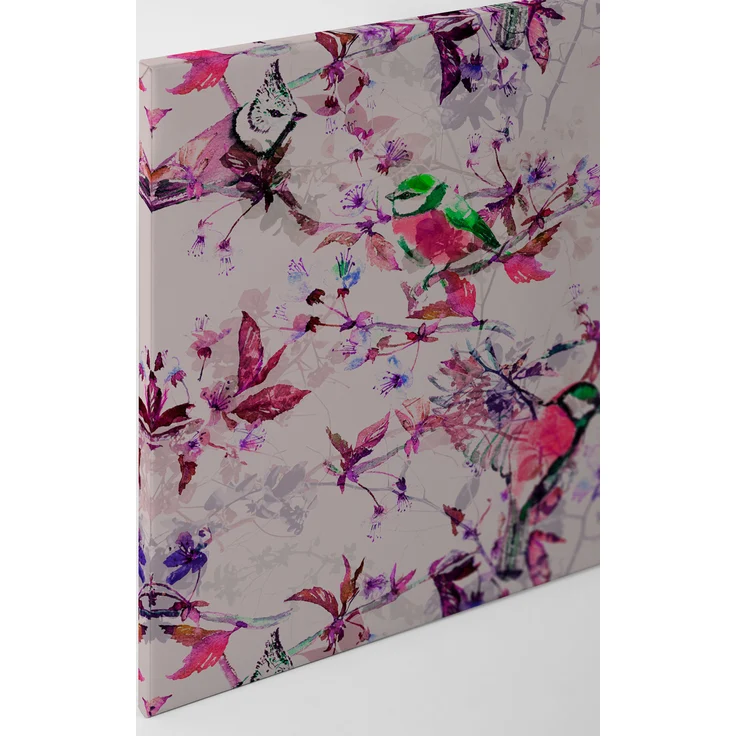 Vögel Leinwandbild Rosa Blau 90x60 DD120350 Keilrahmenbild Wandbild Leinwand – Bild 2