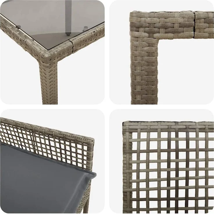 vidaXL Garten Essgruppe 3 pcs Grau Poly-Rattan 3334871 – Bild 8