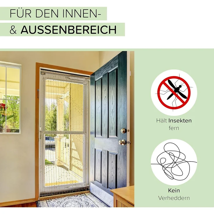 Kobolo Türvorhang Holzperlenvorhang Samara 90x200 (1 St), Ösen, transparent – Bild 3