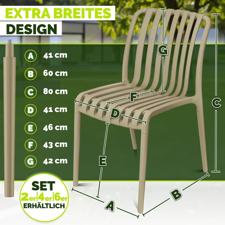 tillvex® Gartenstühle 4er Set Stapelbar Wetterfest | Outdoor Stühle bis 120kg belastbar | Gartenstühle Outdoor | Terrassenstuhl Gartenmöbel Balkon Garten Terrasse – Bild 7
