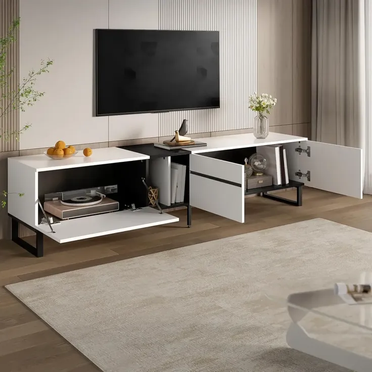 Lowboard, Breite 180 cm, TV-Schrank, Fernsehtisch, Fernsehschrank für Wohnzimmer, stehend – Bild 5