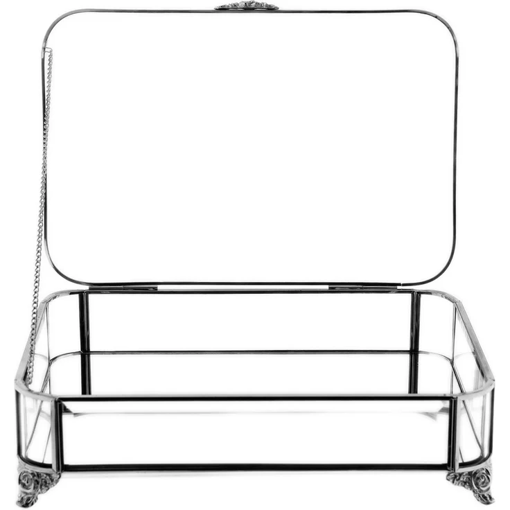Schmuck- und Dekobox mit Deckel & Spiegelboden, 20 x 30 x 8 cm - Silber – Bild 4