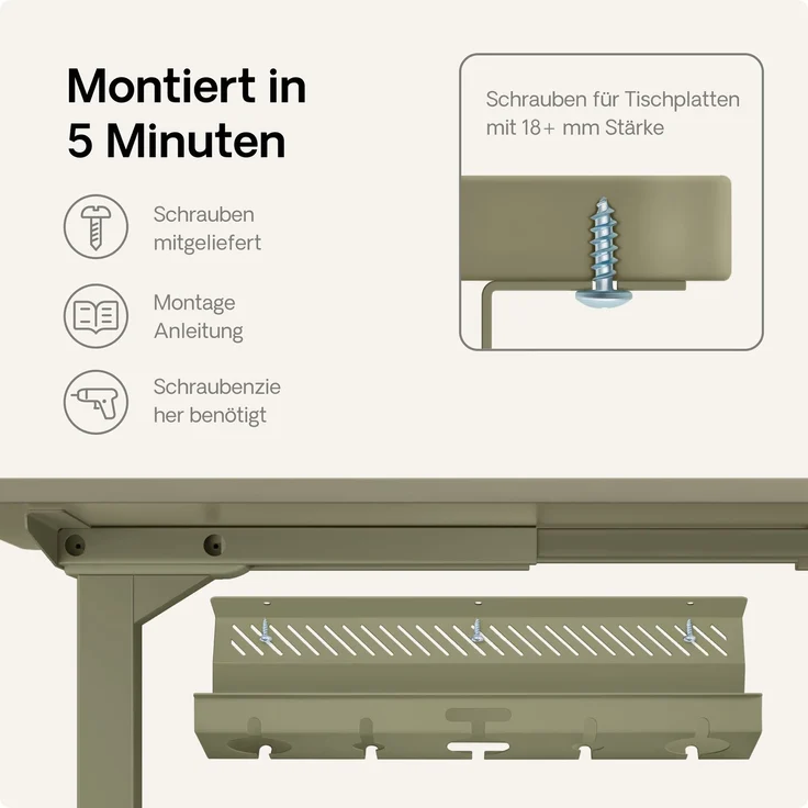 Desktronic Kabelkanal Schreibtisch, 2x43cm, Hochwertiger Stahl, Kabel Organizer für Kabelführung Grün – Bild 7