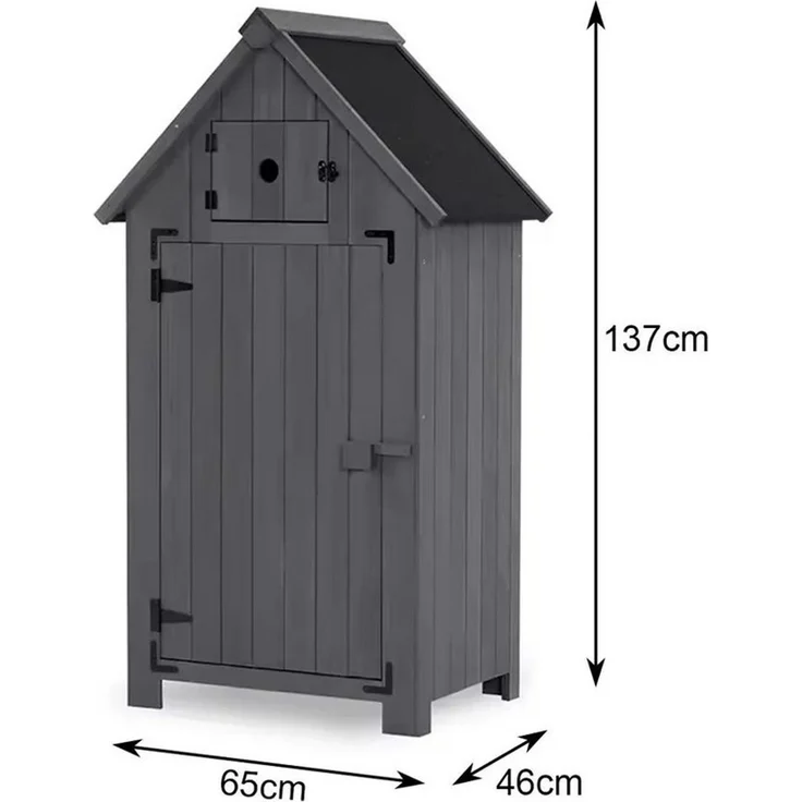Divit Pflanzkübel Gartenschrank wetterfest Geräteschuppen Holz 65 x 46 x 137 cm IG10 gra – Bild 3